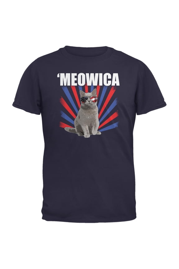 4th of July Meowica Navy Youth T-Shirt - Medium(10/12)
