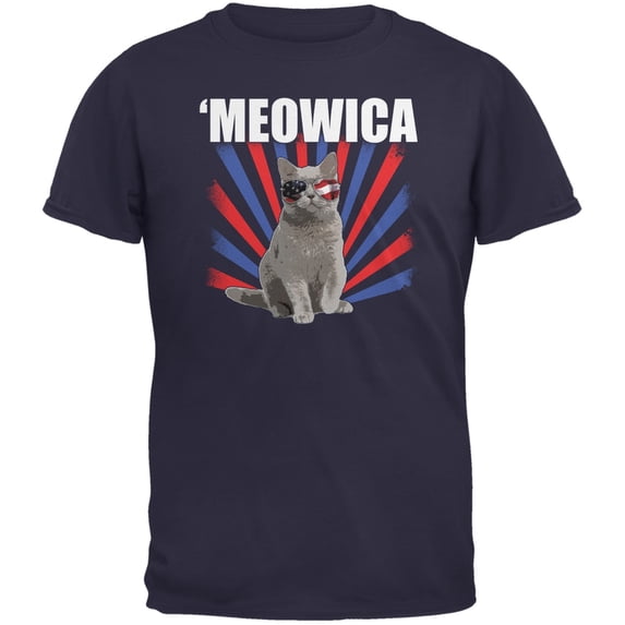 4th of July Meowica Navy Youth T-Shirt - X-Large(18)