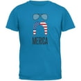 thumbnail image 1 of 4th of July Merica Sunglasses and Mustache Sapphire Blue Adult T-Shirt - 2X-Large, 1 of 1