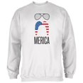 thumbnail image 1 of 4th of July Merica Sunglasses and Mustache White Adult Sweatshirt - Medium, 1 of 1
