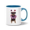 thumbnail image 1 of 4th of July Miniature Pinscher Celebrates Independence Day 11oz Accent Two-tone Mug Mini Pin Dog Lover Coffee Tea Cup - 12010, 1 of 5