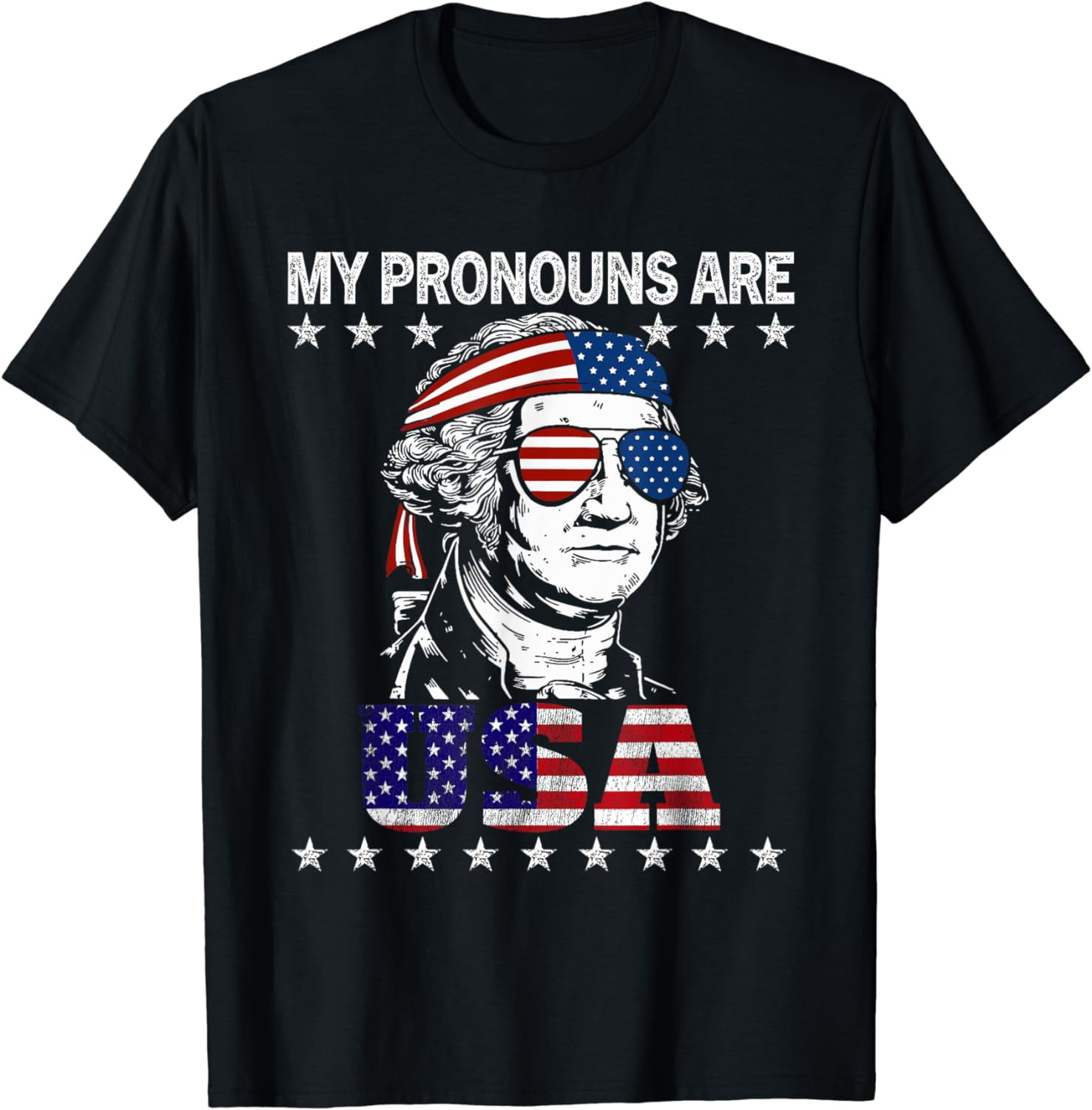 4th of July My Pronouns Are USA Flag Design for Men & Women Cotton T ...