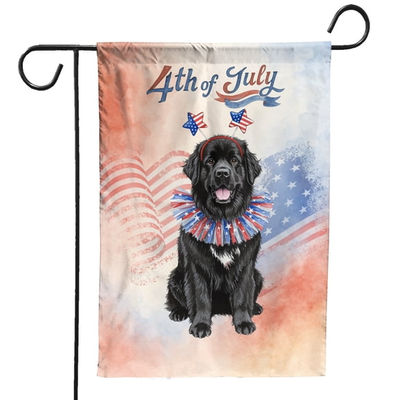 4th of July Newfoundland Celebrates Independence Day Garden Flag 12x18in Double Sided Newfie Dog Lover Gifts Outdoor Decor - 12010