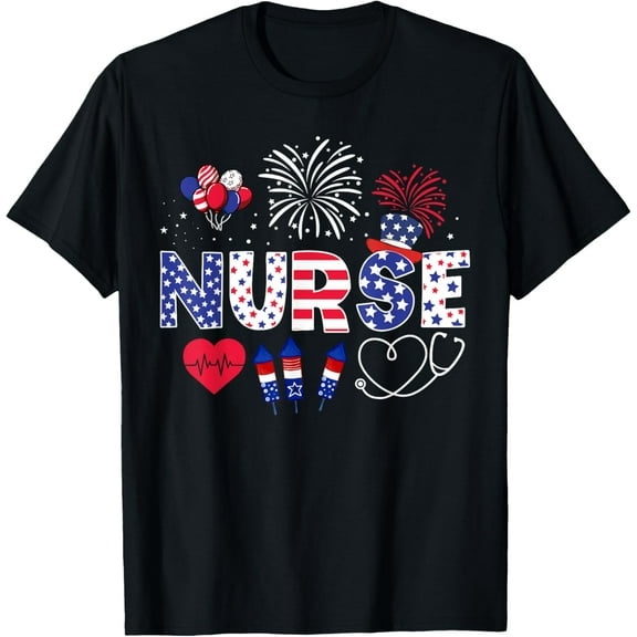 4th of July Nurse American Flag Fourth Of July Nurse T-Shirt