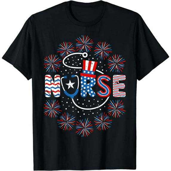 4th of July Nurse American Flag Nursing Patriotic Nurse T-Shirt