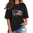thumbnail image 1 of 4th of July Nurse Graphic T Shirt Nursing School Tee Short Sleeve Cotton Classy Cotton Graphic Tops Black,4XL, 1 of 5