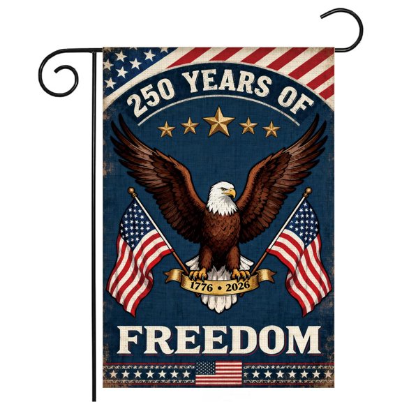 4th of July One Nation Under Garden Flag,Cross Patriotic Independence Day Double Sided American Garden Flags for Outside Yard Outdoor Decorations