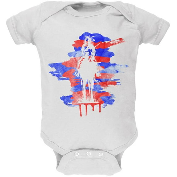 4th of July Original American Soft Baby One Piece White 3-6 M