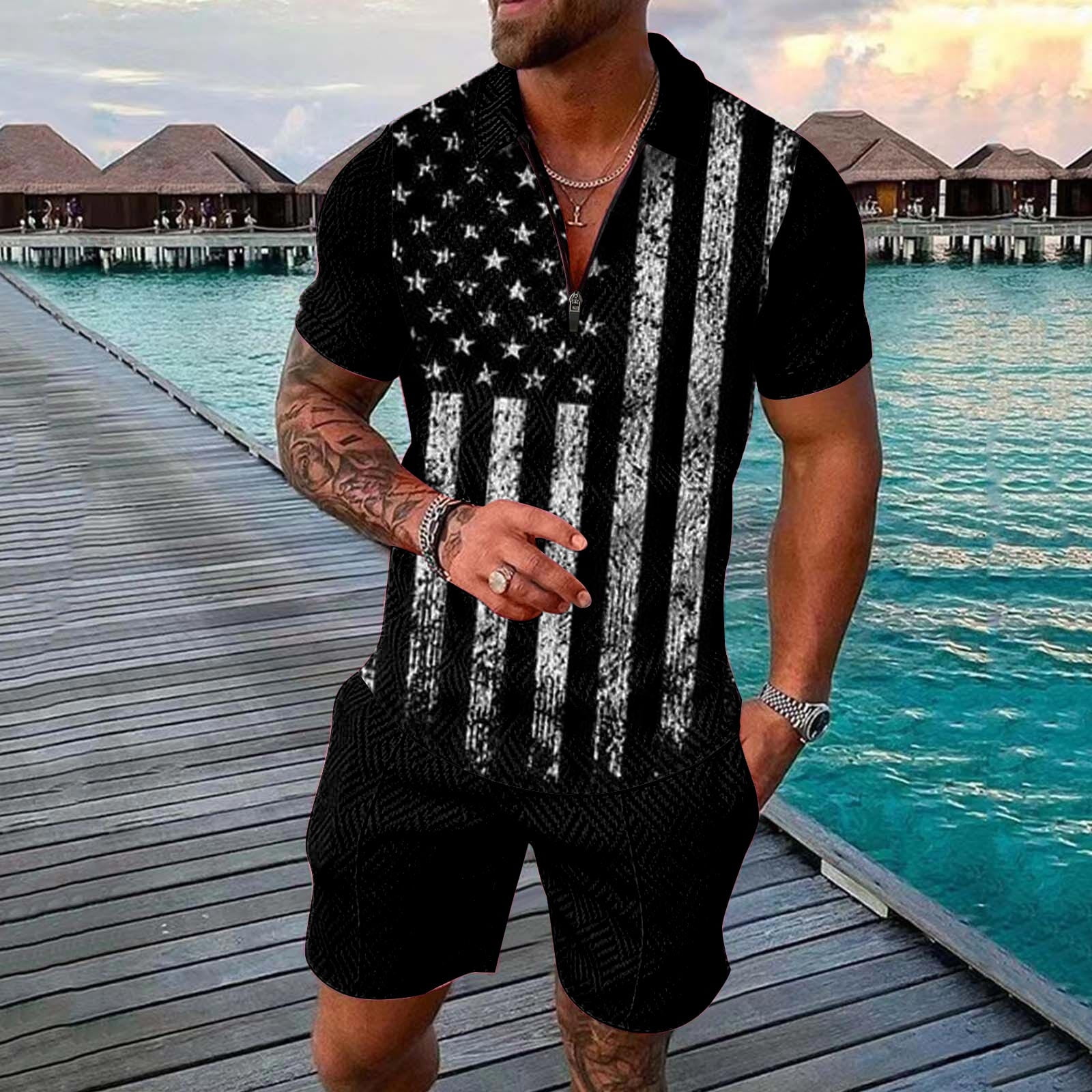 4th of July Outfits for Men Fashion Leisure Seaside Beach Holiday ...