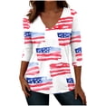 thumbnail image 1 of 4th of July Outfits for Women American Flag V Neck Shirt 3/4 Sleeve Casual Tops Usa 250th Anniversary Shirt Holiday Tunic Tops, 1 of 7
