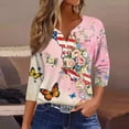 thumbnail image 1 of 4th of July Outfits for Women V-Neck Henley Patriotic Tops Short Sleeve Summer USA T-Shirt, 1 of 6