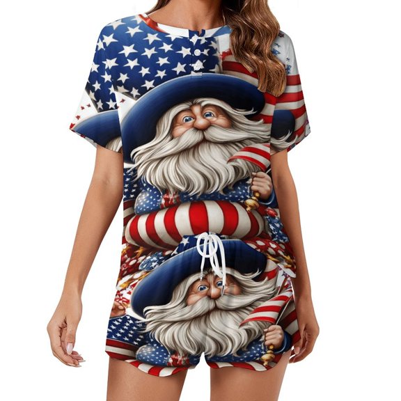 4th of July Pajamas Set Womens Loungewear Sleepwear 2 Piece PJ Sets