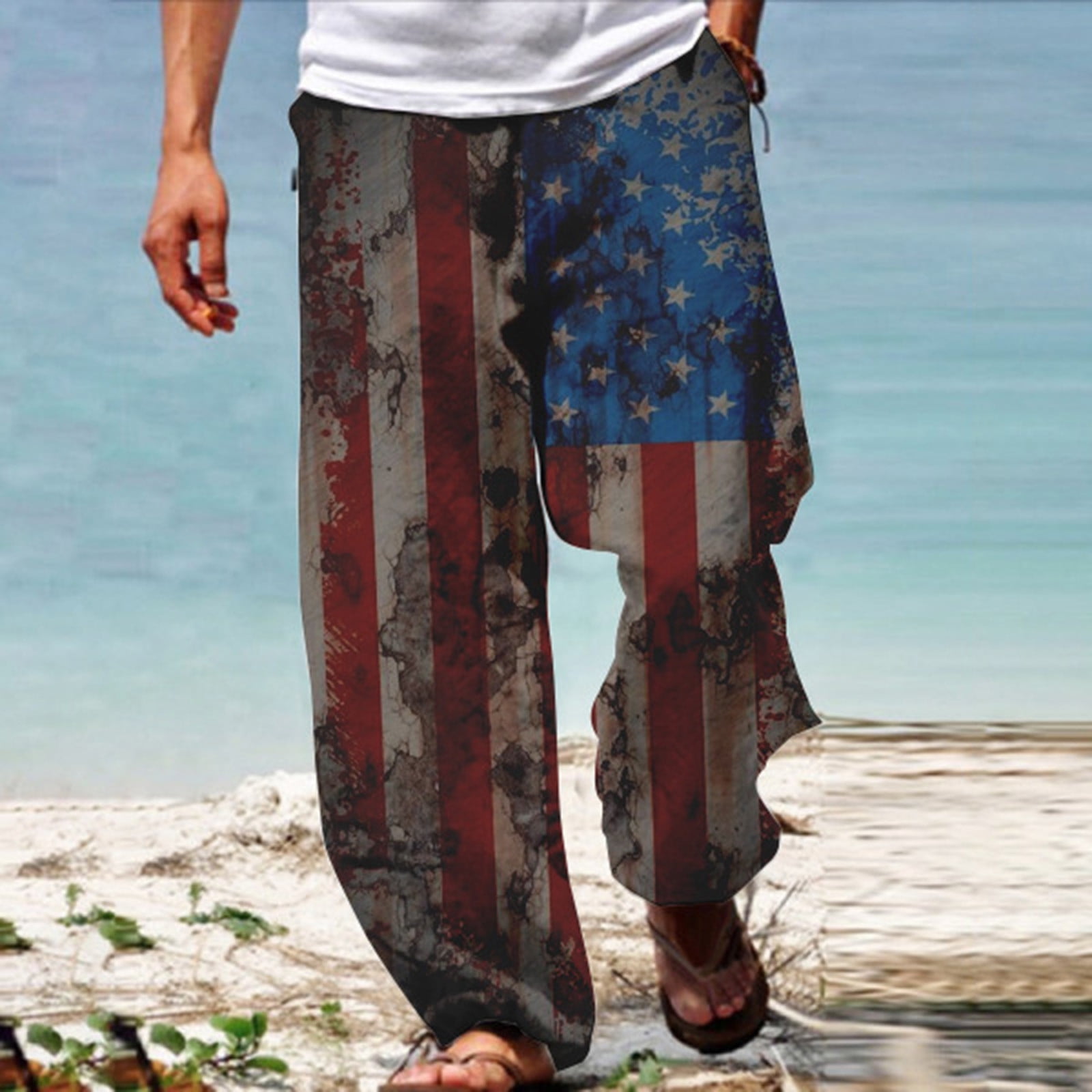 4th of July Pants for Men Summer Casual Independence Day 3D Printing ...