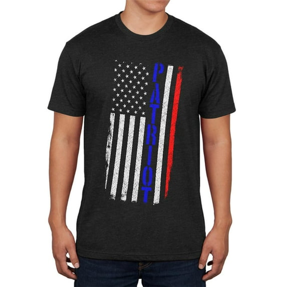 4th of July Patriot American Distressed Flag Mens Soft T Shirt Vintage Black SM