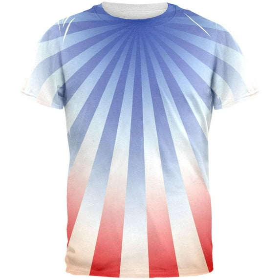 4th of July Patriot Starburst All Over Adult T-Shirt - 2X-Large
