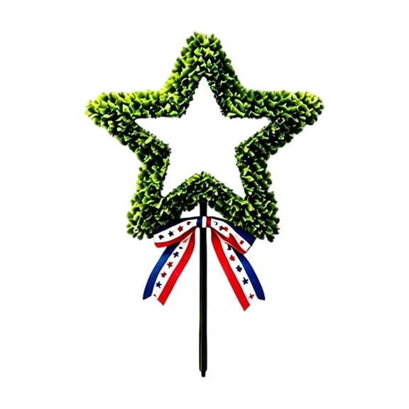 4th of July Patriotic Artificial Topiary Tree, Large Double Five-Pointed Star Shaped Topiary Tree for Independence Day Outdoor Garden Yard Decor