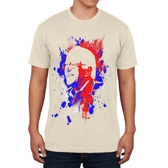 4th of July Patriotic Bernie Sanders Silhouette Juniors Soft T Shirt Cream SM