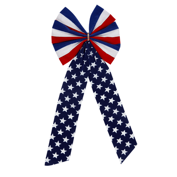 4th of July Patriotic Bow by Old Glory Bunting - 2 per pack! Red, White & Blue Bow & Star Tail - 6 Loop - Regular Size