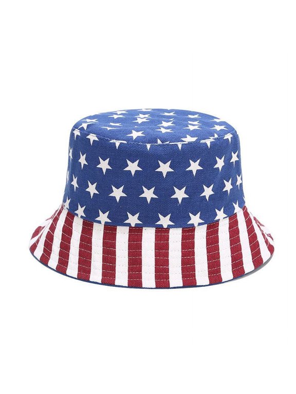 4th of July-Patriotic Bucket Hat American Flag Hat Double Wear Summer Hat Everyday Hat Reversible Safari Hat Fisherman Hat