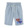 thumbnail image 1 of 4th of July Patriotic Casual Shorts,Women Cotton Linen with Drawstrings & Pockets, 1 of 3