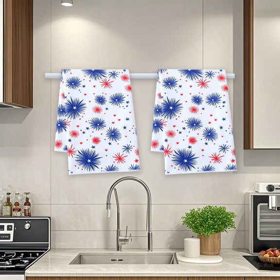 4th of July Patriotic Decorations, Independence Day Polyester Cotton Platter Towel Kitchen Rag Independance Day Towel