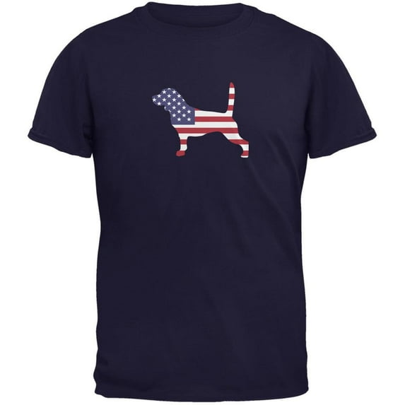 4th of July Patriotic Dog Beagle Navy Adult T-Shirt - X-Large