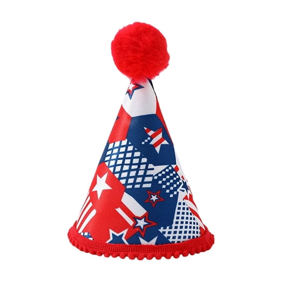 4th of July Patriotic Dog Cat Hat, Red White Blue American Flag Sequin Bow Tie Cap for Pets, Independence Day Pet Costume,A
