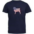 thumbnail image 1 of 4th of July Patriotic Dog Pug Navy Adult T-Shirt - Medium, 1 of 1