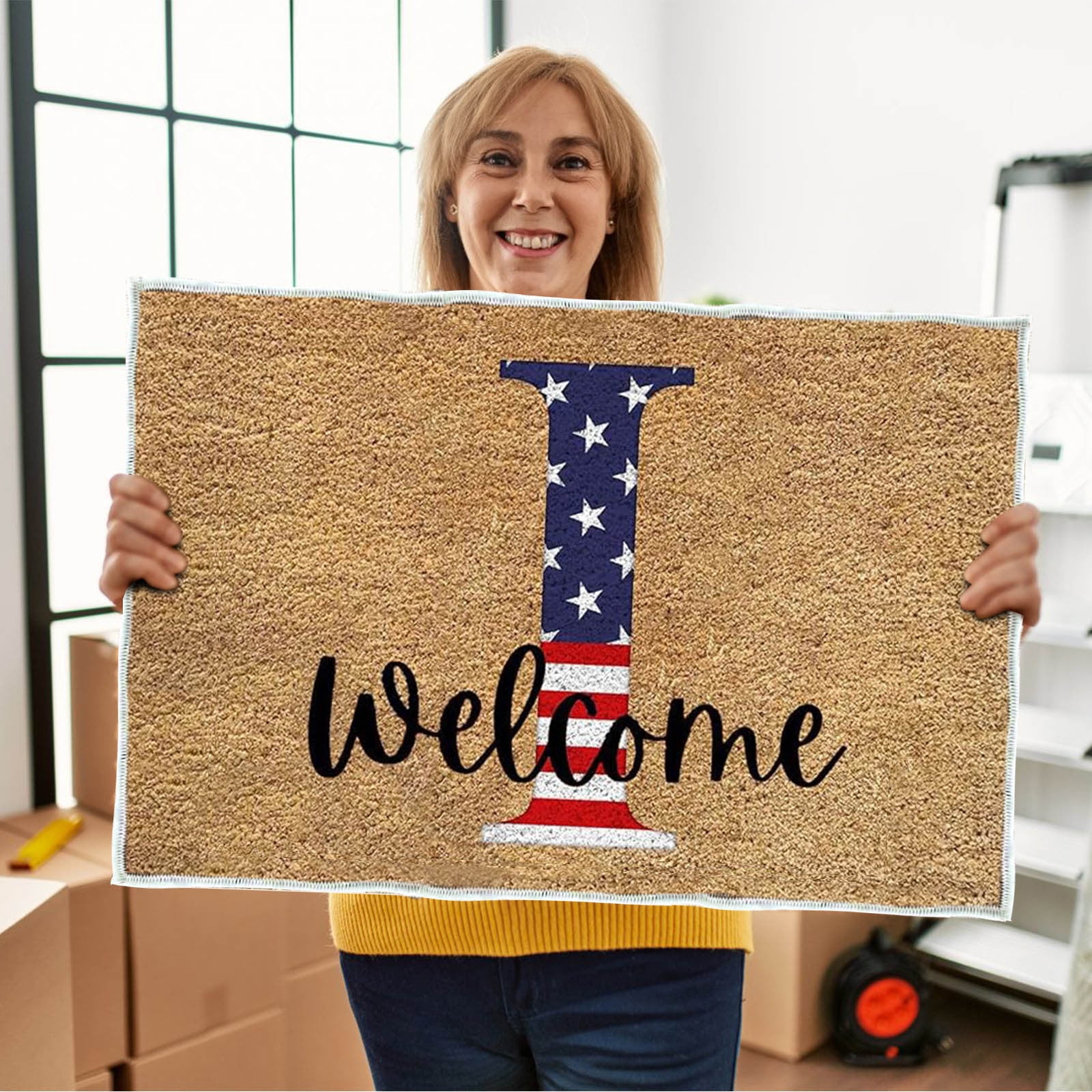 4th of July Patriotic Door Mat, Stain and Fade Resistant Welcome Rug ...