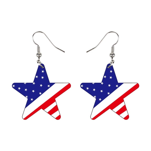 4th of July Patriotic Earrings for Women, Flag Red White Blue Drop Earrings, Independence Day Jewelry for Memorial Day and Summer Celebrations (Blue)