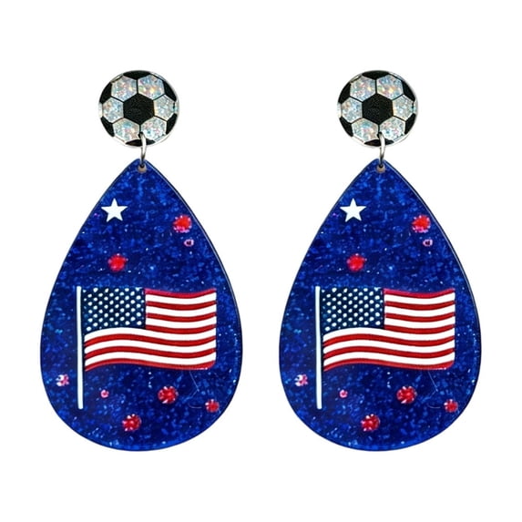4th of July Patriotic Glitter Earrings for Women, Teardrop Shape Acrylic Earrings Set, Independence Day Memorial Day Holiday Jewelry Gifts, Red Blue