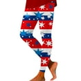 thumbnail image 1 of 4th of July Patriotic Leggings for Women Stripe Color Block Star Print Lifting Stretchy Workout Yoga Pants Dark Purple M, 1 of 4