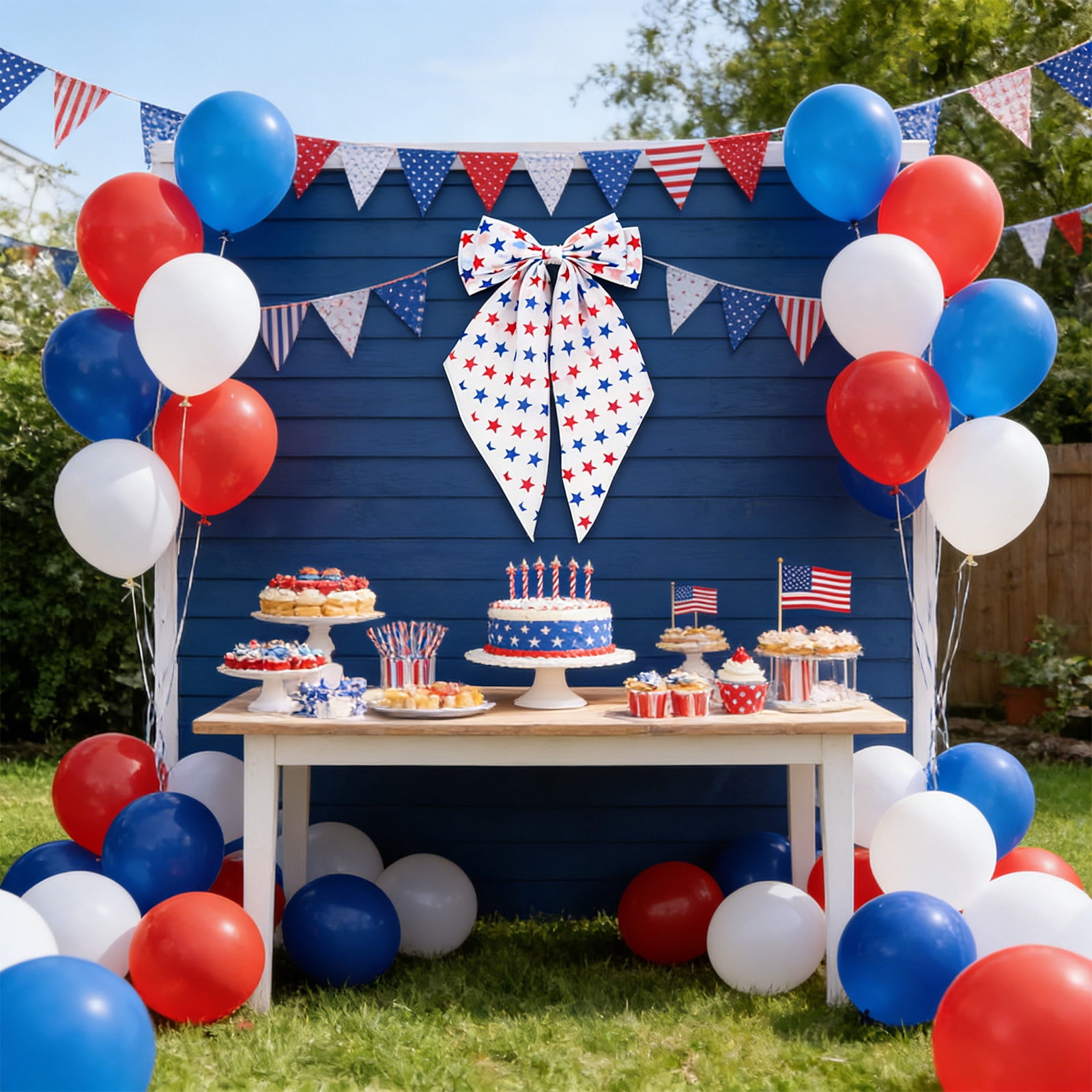 4th of July Patriotic Mesh Bows – Red, White, and Blue Star Bows for
