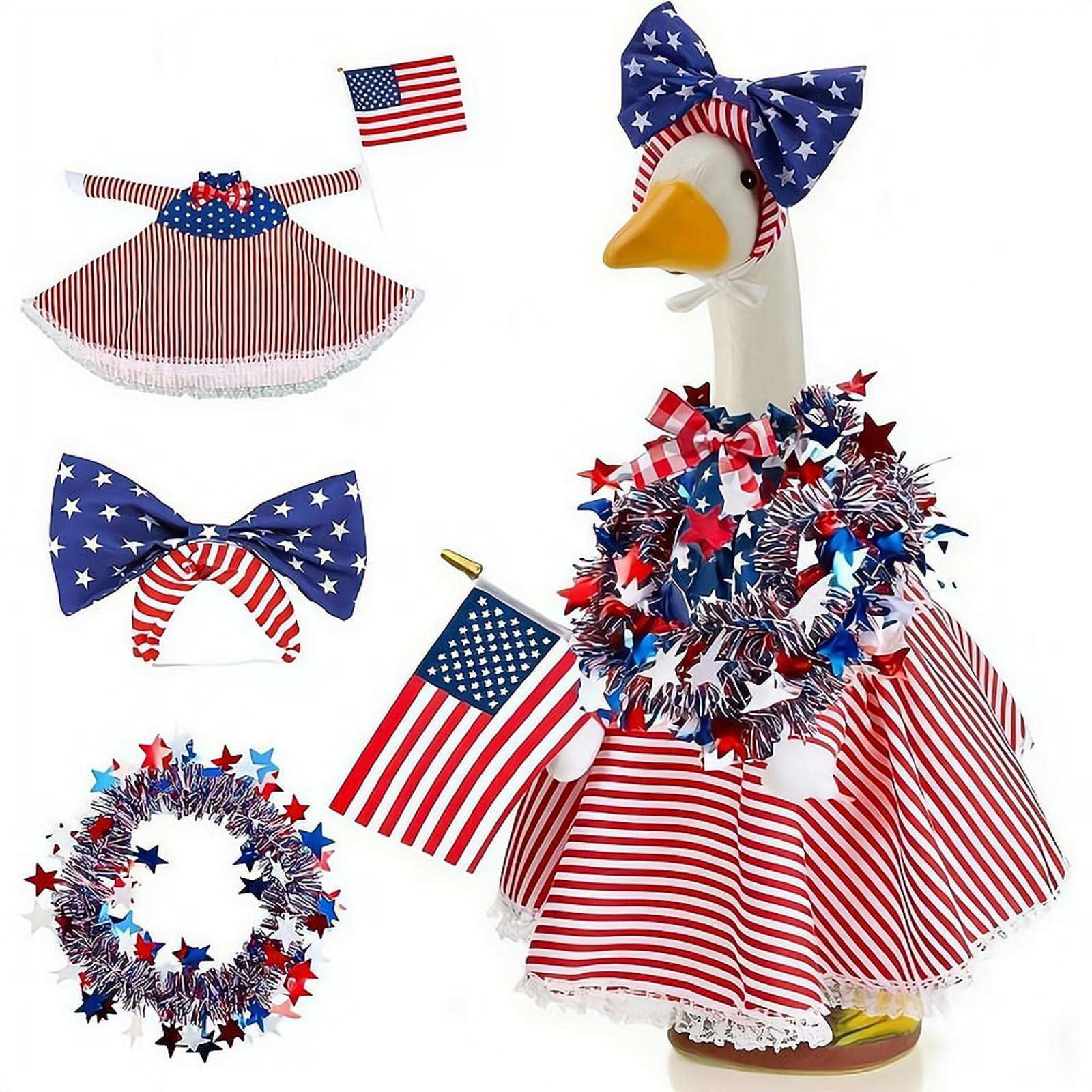 4th of July Patriotic Outfit Costume for 23-Inch Lawn Statue, Red White
