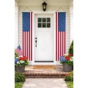 4th of July Patriotic Porch Banners 2 Pack American Flag Door Hanging Decor Red White Blue