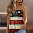 thumbnail image 1 of 4th of July Patriotic Print Tube Tops Women Elastic Trim Strapless Vintage Blouse 250th Anniversary Off The Shoulder Tee, 1 of 5
