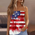 thumbnail image 1 of 4th of July Patriotic Print Tube Tops Women Elastic Trim Strapless Vintage Blouse 250th Anniversary Off The Shoulder Tee, 1 of 5
