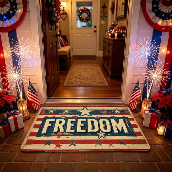 4th of July Patriotic Rug Crystal Velvet Soft Doormat Floor,B