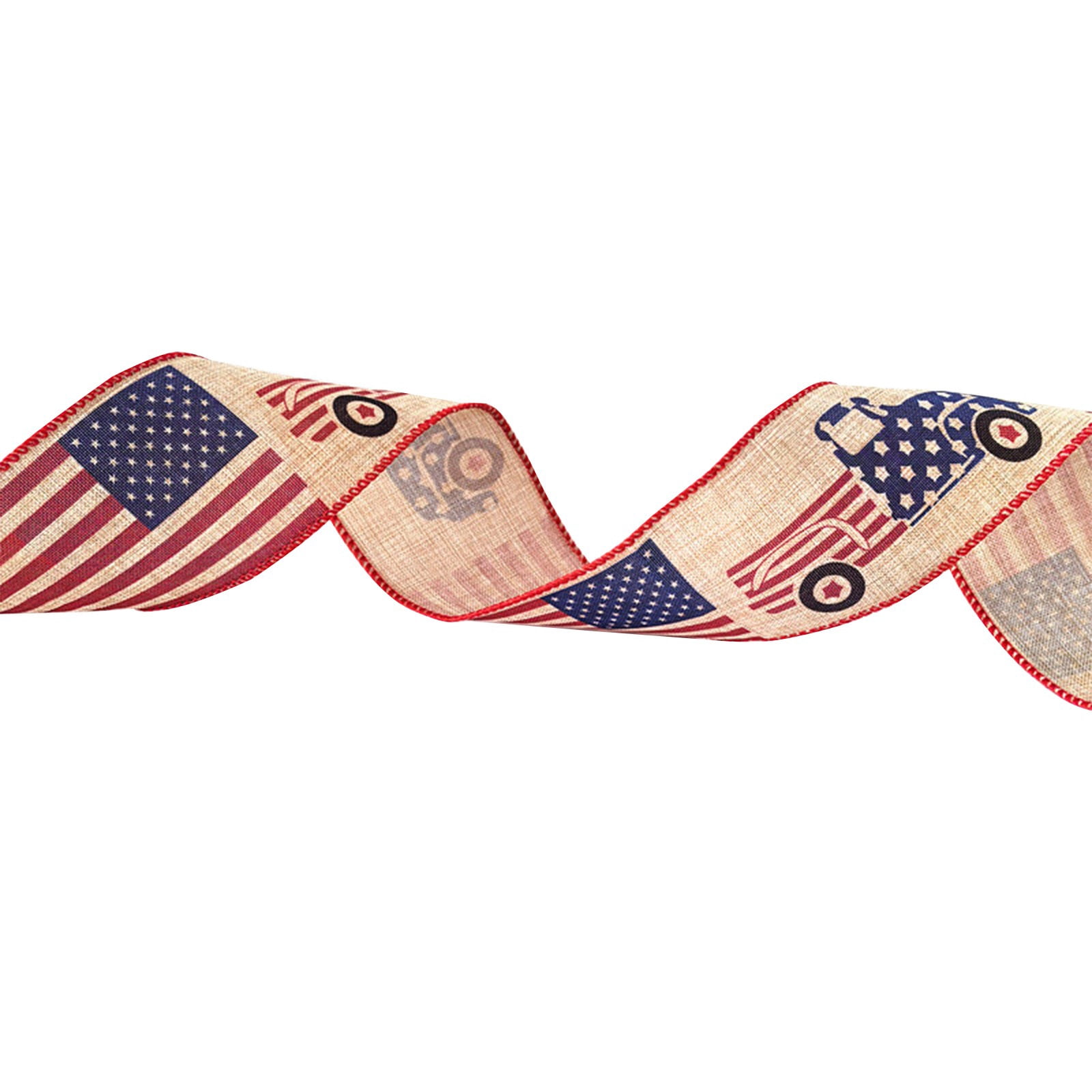 4th of July Patriotic Satin Ribbon, American Flag Star Printed Ribbon ...