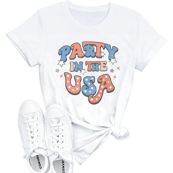 4th of July Patriotic Shirt for Women American Flag Tshirt Red White and Blue USA Flag Stars Tops.