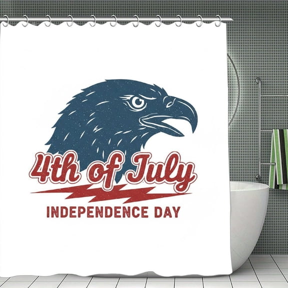 4th of July Patriotic Shower Curtain Eagle Bathroom Decorations for Independence Memorial Day & Veterans Day Celebrations with Hooks