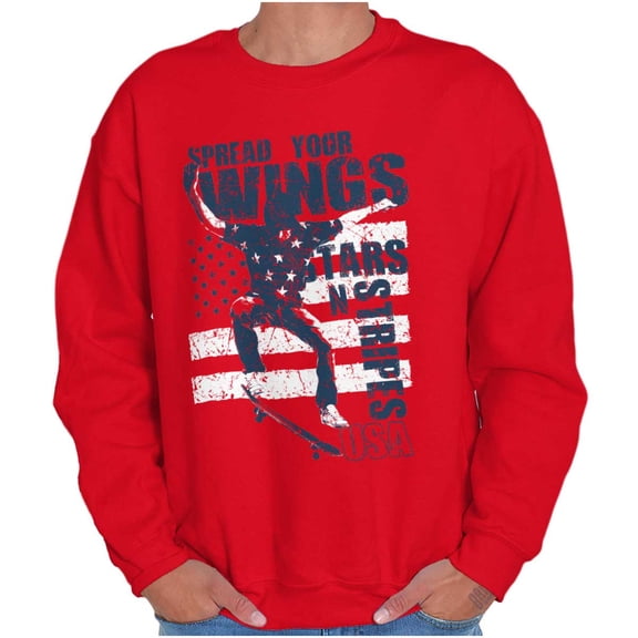 4th of July Patriotic Skateboard Unisex Plus Fleece Graphic Sweatshirt Brisco Brands 2X