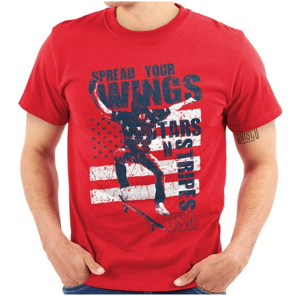 4th of July Patriotic Skateboard Plus Size Crewneck Graphic Tee Shirt Brisco Brands 2X