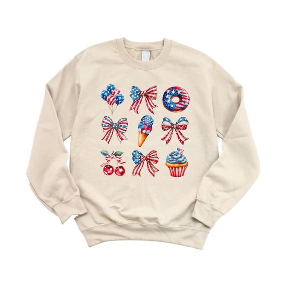 4th of July Patriotic Sweatshirt for Women & Kids USA Red White Blue Family Matching Crewneck Sand Sweatshirt Adult Large