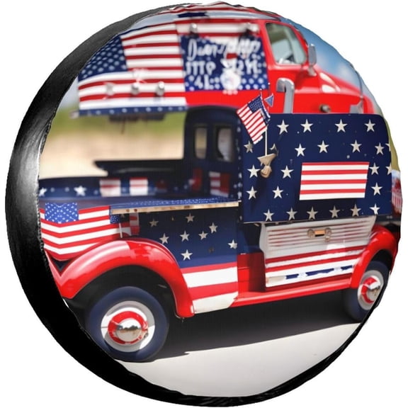 4th of July Patriotic Truck Tire Safety Shield:Universal Polyester Car Spare Tire Cover-Your Essential Auto Accessory