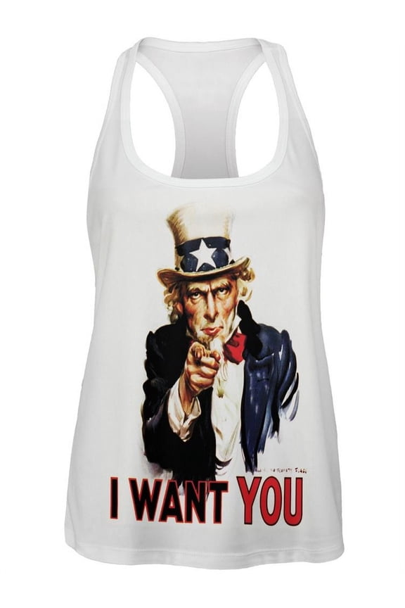 4th of July Patriotic Uncle Sam All Over Womens Work Out Tank Top - Large