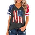 thumbnail image 1 of 4th of July Patriotic V Neck Shirt for Women Funny American Flag Graphic Tee Summer Short Sleeve T-Shirt Blouse, 1 of 4