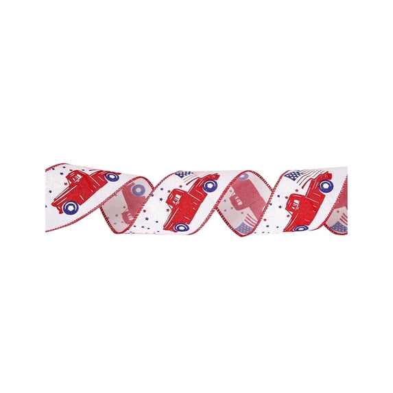 4th of July Patriotic Wired Ribbon, Stars Stripes/Navy and Red Star ...