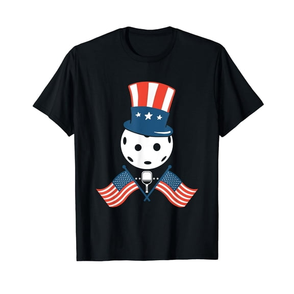 4th of July Pickleball Uncle Sam Flag Unisex Short Sleeve Casual T-Shirt