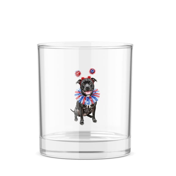 4th of July Pitbull Celebrates Independence Day 11oz Whiskey Glass Mug Terrier Dog Lover Whiskey Cocktail Glasses Cup - 12010